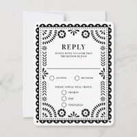 Papel Picado Black | RSVP-kaart voor weduwenantwoo