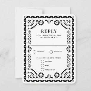 Papel Picado Black RSVP-kaart voor weduwenantwoo RSVP Kaartje