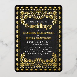 Papel Picado Black Wedding Folie Uitnodiging