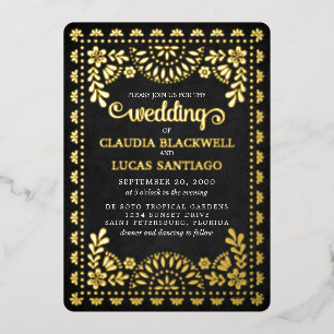 Papel Picado Black Wedding Folie Uitnodiging
