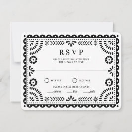 Papel Picado Black White | RSVP-kaart voor weduwen RSVP Kaartje