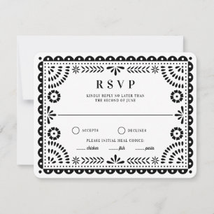Papel Picado Black White   RSVP-kaart voor weduwen RSVP Kaartje