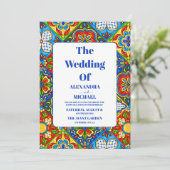 Papel Picado Bloom Flowers Mexican Style Wedding Kaart (Staand voorkant)