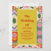 Papel Picado Bloom Flowers Mexican Style Wedding Kaart (Voorkant)