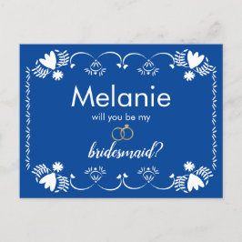 Papel Picado Blue Bridesmaid-voorstel Kaart
