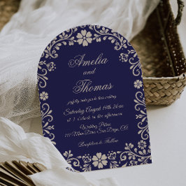 Papel Picado Blue Mexican Wedding  Kaart