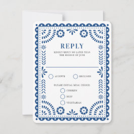 Papel Picado Blue | RSVP-kaart voor weduwenantwoor RSVP Kaartje