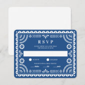 Papel Picado Blue | RSVP-kaart voor weduwenantwoor RSVP Kaartje (Voorkant / Achterkant)