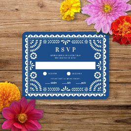 Papel Picado Blue | RSVP-kaart voor weduwenantwoor RSVP Kaartje