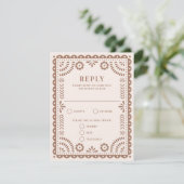 Papel Picado Blush Roos Caramel | Weddenschap RSVP Kaartje (Staand voorkant)
