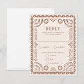 Papel Picado Blush Roos Caramel | Weddenschap RSVP Kaartje (Voorkant / Achterkant)