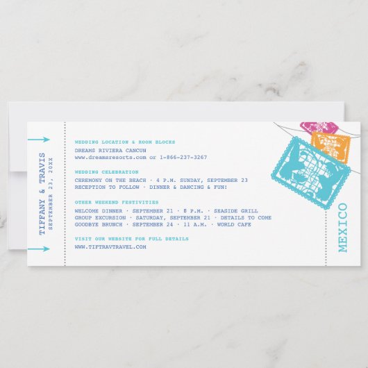 Papel Picado Boarding Pass Bewaar de datum Kaart (Achterkant)