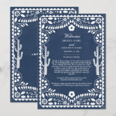 Papel Picado Boda Mexicaans Huwelijks Itinerarium Programmakaart (Voorkant / Achterkant)