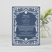 Papel Picado Boda Mexicaans Huwelijks Itinerarium Programmakaart (Staand voorkant)