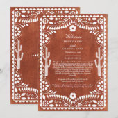 Papel Picado Boda Mexicaans Huwelijks Itinerarium Programmakaart (Voorkant / Achterkant)