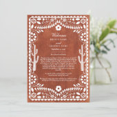 Papel Picado Boda Mexicaans Huwelijks Itinerarium Programmakaart (Staand voorkant)