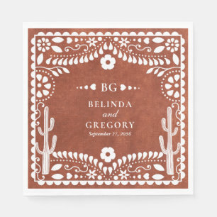 Papel Picado Boda Mexicaans Terracotta Bruin Bruil Servet