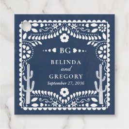 Papel Picado Boda Mexicaanse Rustieke Blauwe Bruil Bedankjes Labels