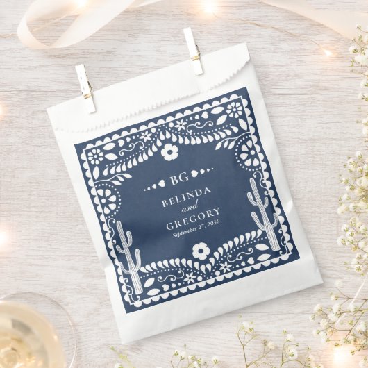 Papel Picado Boda Mexicaanse Rustieke Blauwe Bruil Bedankzakje (Geknipt)