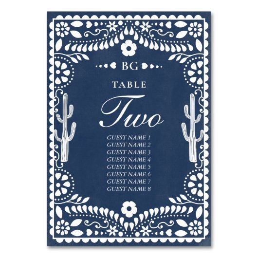 Papel Picado Boda Mexicaanse Rustieke Blauwe Bruil Kaart (Voorkant)