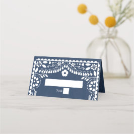Papel Picado Boda Mexicaanse Rustieke Blauwe Bruil Plaatskaartje