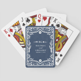 Papel Picado Boda Mexicaanse Rustieke Blauwe Bruil Pokerkaarten