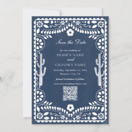 Papel Picado Boda Mexicaanse Rustieke Blauwe Bruil Save The Date
