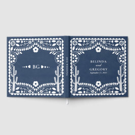 Papel Picado Boda Mexicaanse Rustieke Blauwe Huwel Gastenboek