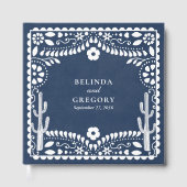 Papel Picado Boda Mexicaanse Rustieke Blauwe Huwel Gastenboek (Voorkant)