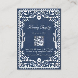 Papel Picado Boda Mexicaanse Rustieke Blauwe Huwel Informatiekaartje