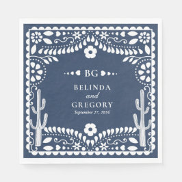 Papel Picado Boda Mexicaanse Rustieke Blauwe Huwel Servet