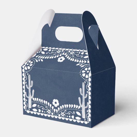 Papel Picado Boda Mexican Rustic Blue Wedding Bedankdoosjes (Achterkant)