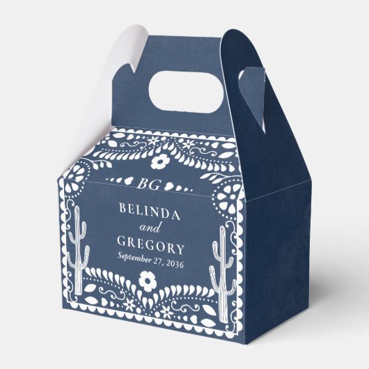 Papel Picado Boda Mexican Rustic Blue Wedding Bedankdoosjes (Voorkant Zijde)