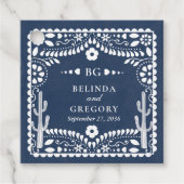 Papel Picado Boda Mexican Rustic Blue Wedding Bedankjes Labels (Voorkant)