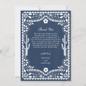 Papel Picado Boda Mexican Rustic Blue Wedding Bedankkaart (Voorkant)