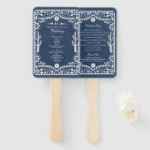 Papel Picado Boda Mexican Rustic Blue Wedding  Handwaaier (Voorkant en achterkant)