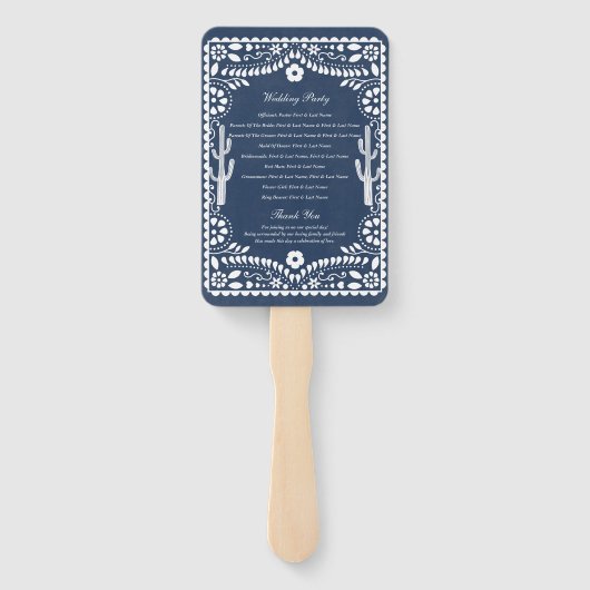 Papel Picado Boda Mexican Rustic Blue Wedding  Handwaaier (Achterkant)