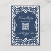 Papel Picado Boda Mexican Rustic Blue Wedding Informatiekaartje (Voorkant)
