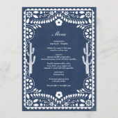Papel Picado Boda Mexican Rustic Blue Wedding Menu (Voorkant)