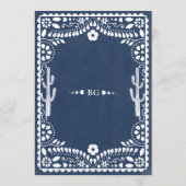 Papel Picado Boda Mexican Rustic Blue Wedding Menu (Achterkant)