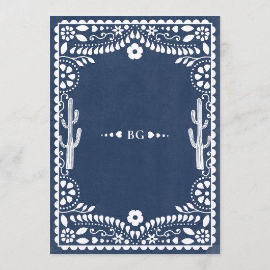 Papel Picado Boda Mexican Rustic Blue Wedding Menu (Achterkant)