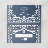 Papel Picado Boda Mexican Rustic Blue Wedding Plaatskaartje (Buitenkant ongevouwen)
