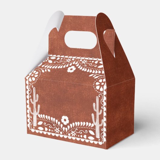 Papel Picado Boda Mexican Terracotta Brown Wedding Bedankdoosjes (Achterkant)