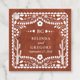 Papel Picado Boda Mexican Terracotta Brown Wedding Bedankjes Labels