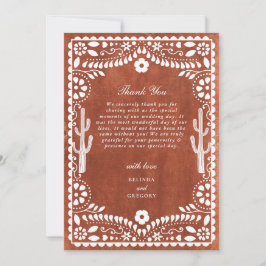 Papel Picado Boda Mexican Terracotta Brown Wedding Bedankkaart