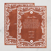Papel Picado Boda Mexican Terracotta Brown Wedding Bedankkaart (Voorkant / Achterkant)