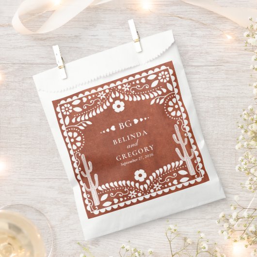 Papel Picado Boda Mexican Terracotta Brown Wedding Bedankzakje (Geknipt)