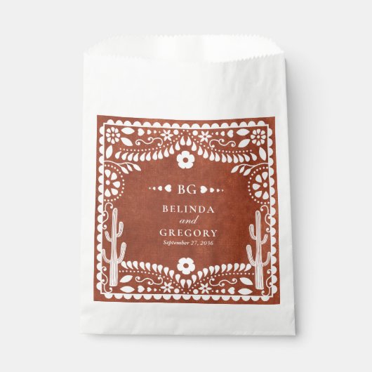 Papel Picado Boda Mexican Terracotta Brown Wedding Bedankzakje (Voorkant)