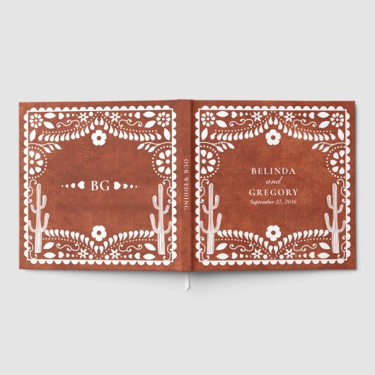 Papel Picado Boda Mexican Terracotta Brown Wedding Gastenboek (Volledig)