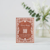 Papel Picado Boda Mexican Terracotta Brown Wedding Informatiekaartje (Staand voorkant)